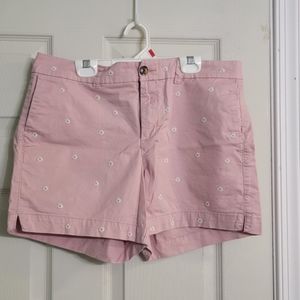 Old Navy everyday shorts light Pink with embroidery White Daisies size 10